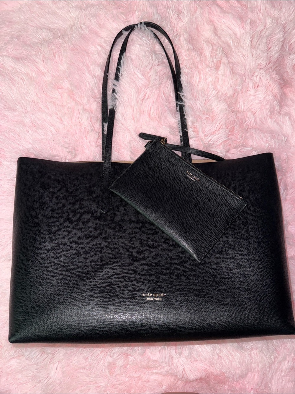 kate spade Black Leather Tote with Pouch
